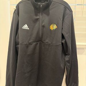 Adidas Chicago Blackhawks NHL Authentic 1/4 Zip Pullover Jacket